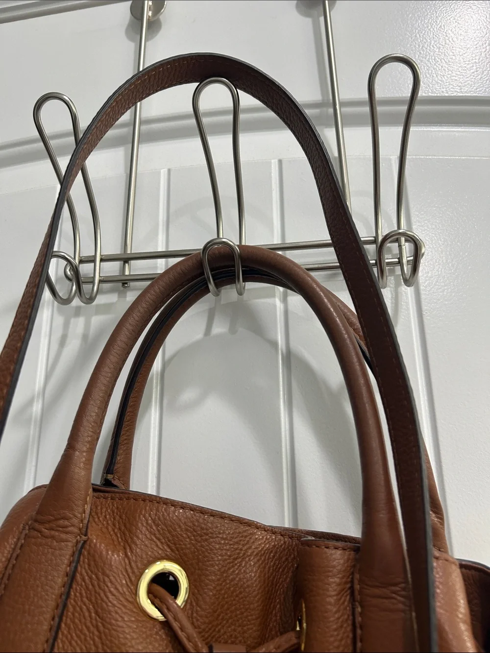 Michael Kors Cognac Leather Tassel Shoulder Satchel